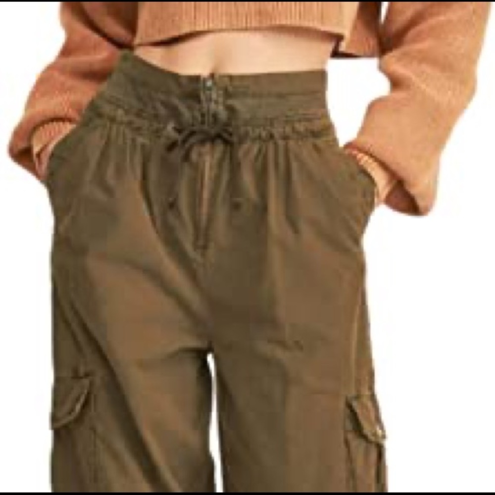 Free People Fly Away Parachute Pants Green 6